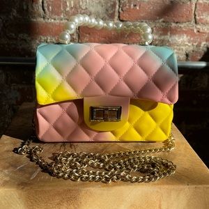 Quilted rainbow, silicone, mini bag